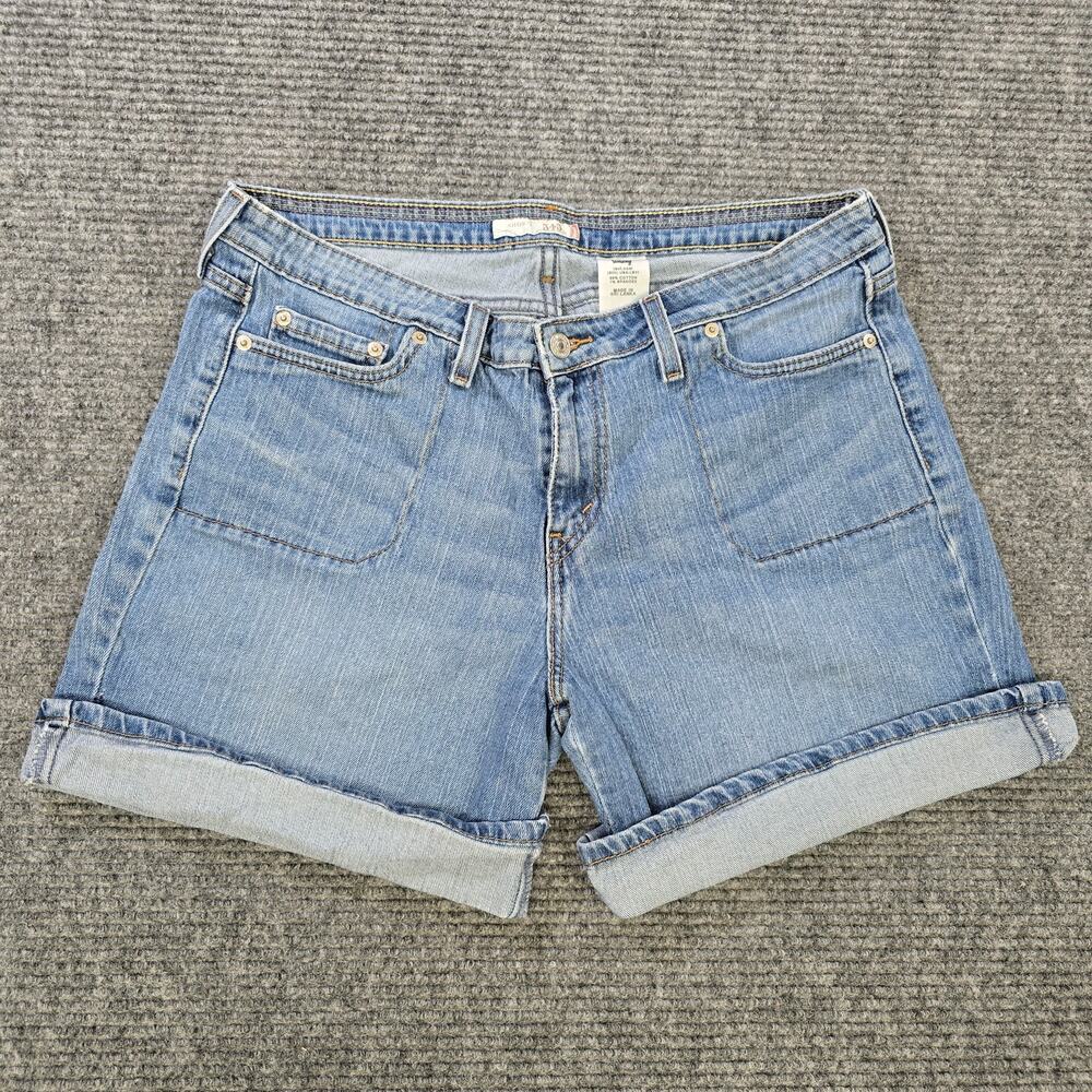 Levi's Shorts Womens 14 or W35 Blue Cuffed Mid Rise Stretch Denim Shorty